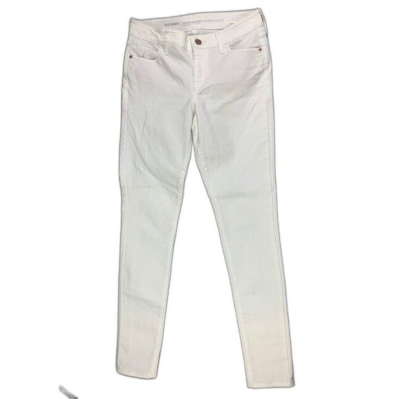 Old Navy Size 2 Womens White Jeans Mid Rise Super Skinny Stretch - Picture 1 of 5